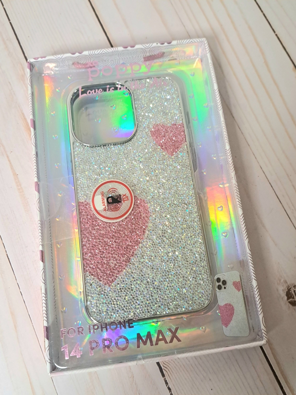 Xo Poppy Glitter Heart Phone Case for iPhone 14 Pro Max